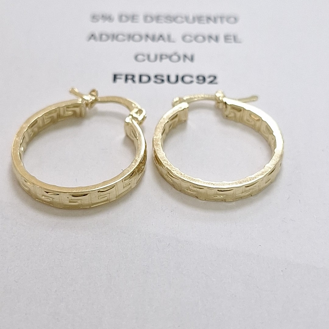 ARETES TEJIDO ARRACADAS TIPO GRECAS 14K 2.1 GR (NUEVO)