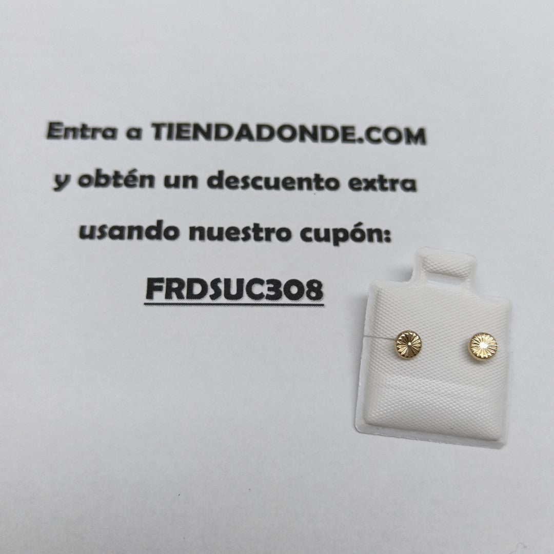 BROQUELES BROQUEL FIG BOTON RAYADO 14K 0.1577 GR (NUEVO)