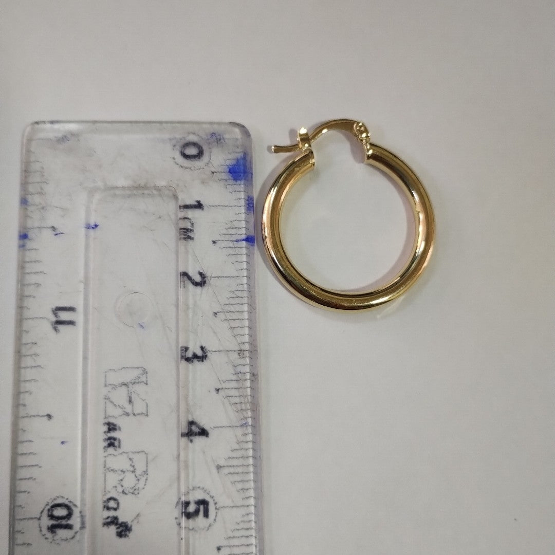 ARETES TEJIDO ARRACADAS LISAS HUECAS 14K 2.1 GR (NUEVO)