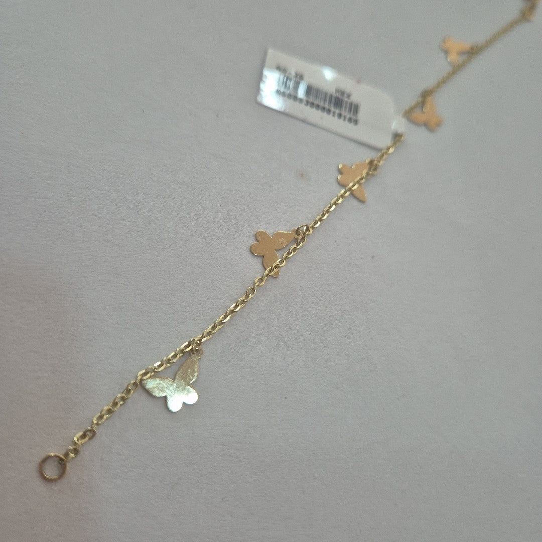 PULSERA ESPECIAL CON MARIPOSAS 14K 18 CM 2.1 GR (NUEVO)