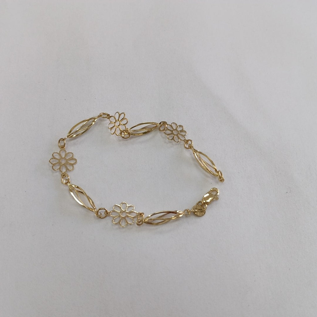 PULSERA ESPECIAL CON FLORES 14K 18 CM 2.6 GR (NUEVO)