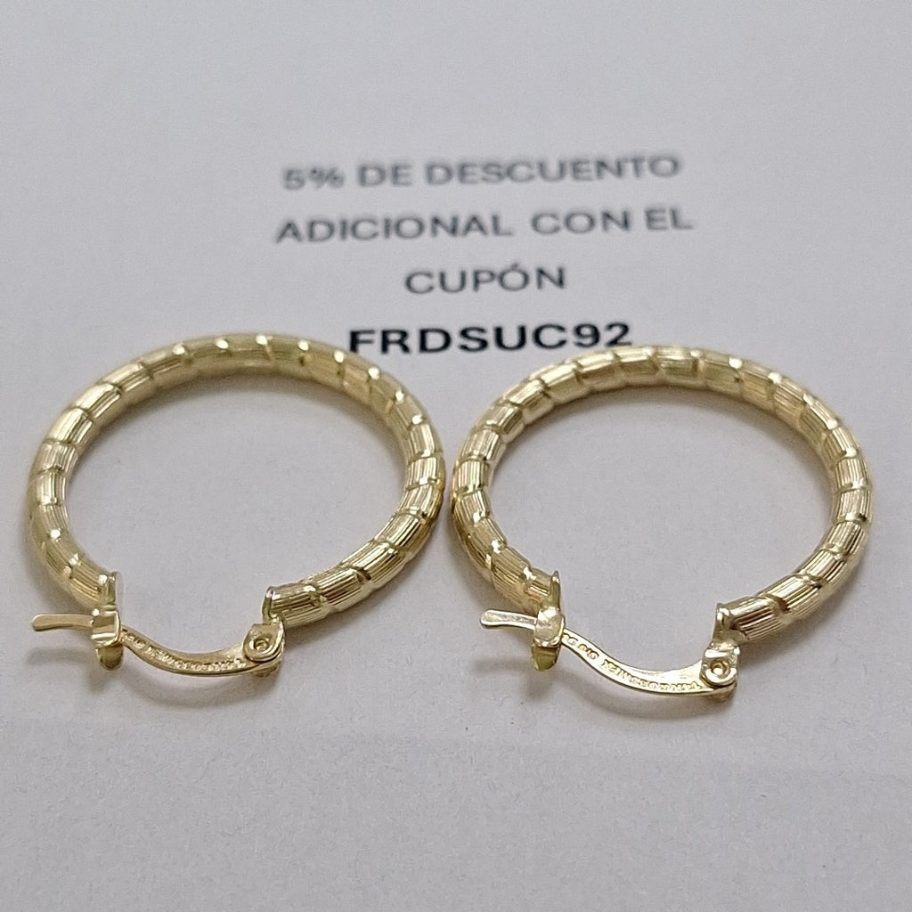 ARETES ARRACADAS LABRADAS 14K 3.2 GR (NUEVO)