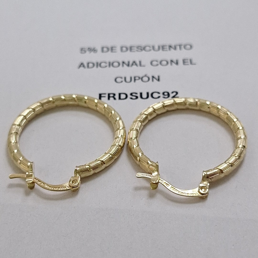 ARETES ARRACADAS LABRADAS 14K 3.2 GR (NUEVO)