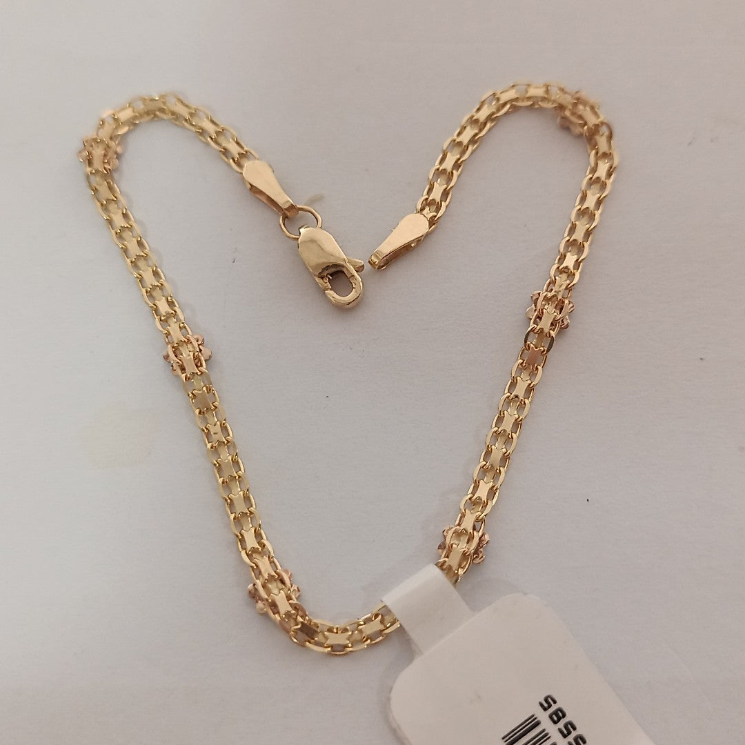 PULSERA ESPECIAL C FLORES 14K 18 CM 3 GR (NUEVO)