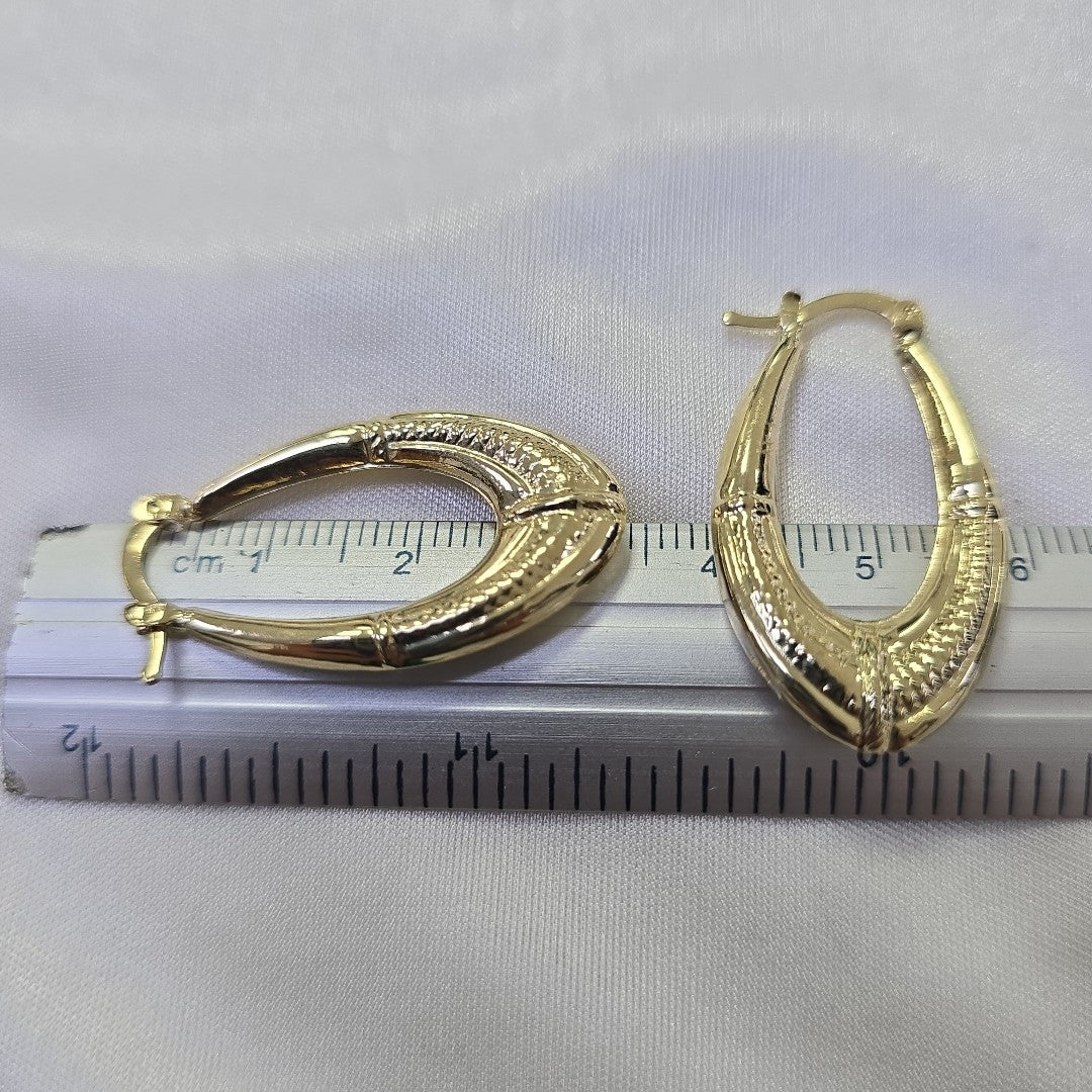 ARETES ARRACADAS ESTRIADAS 14K 2.5 GR (NUEVO)