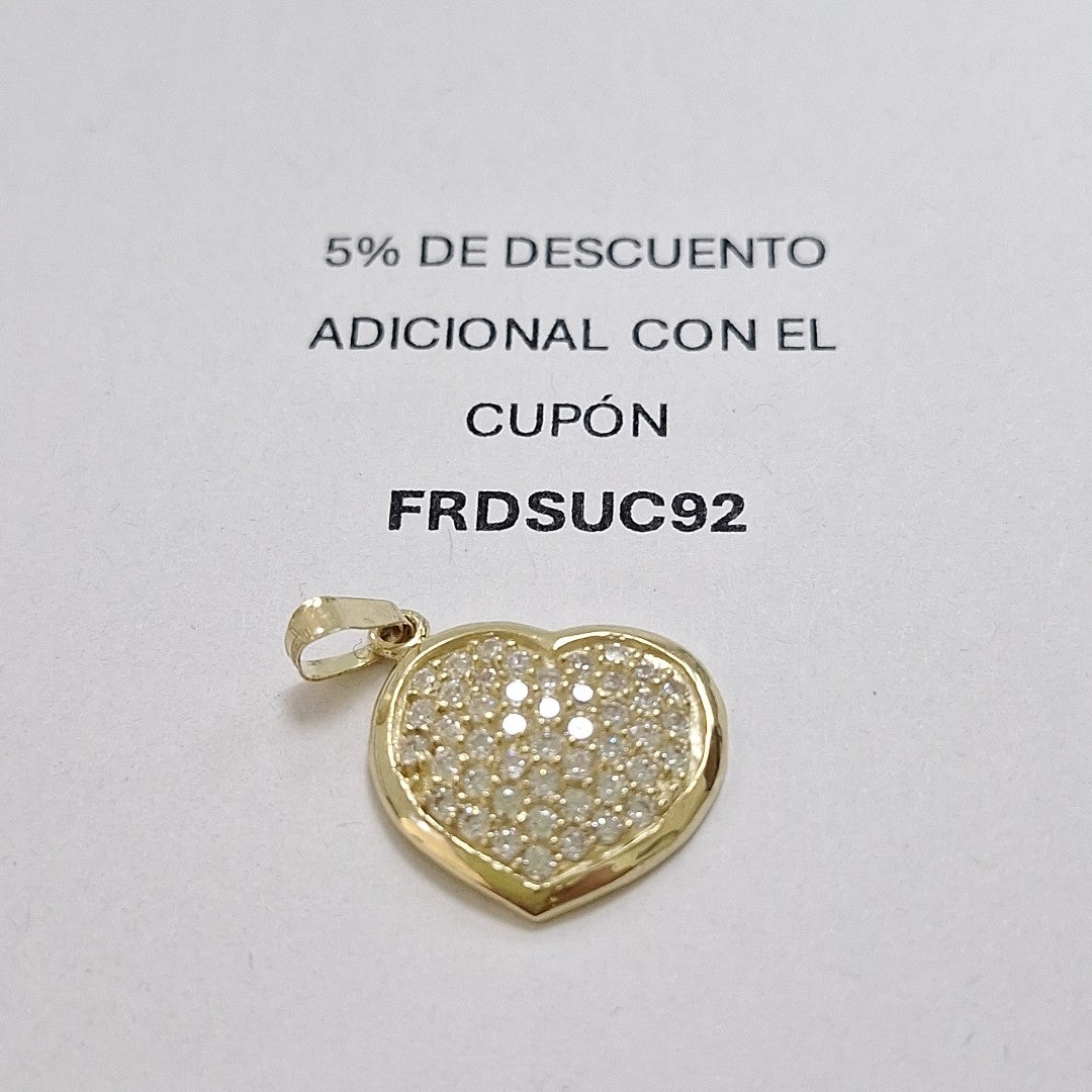 DIJE TEJIDO CORAZON CON CIRCONIAS 14K 1.8 GR (NUEVO)