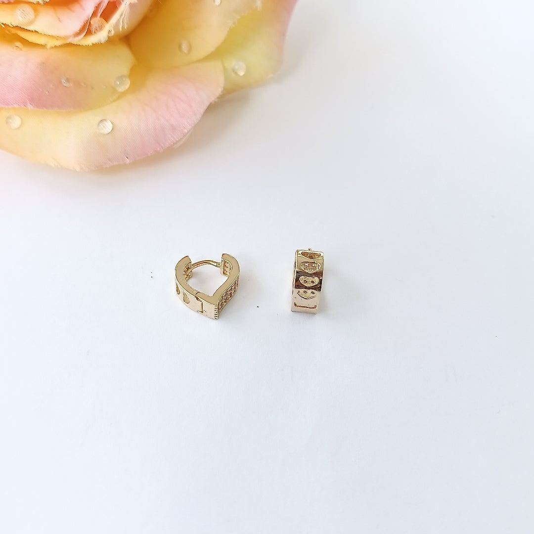 ARETES ARRACADAS CORAZON C CIRCONIAS 14K 2.1 GR (NUEVO)