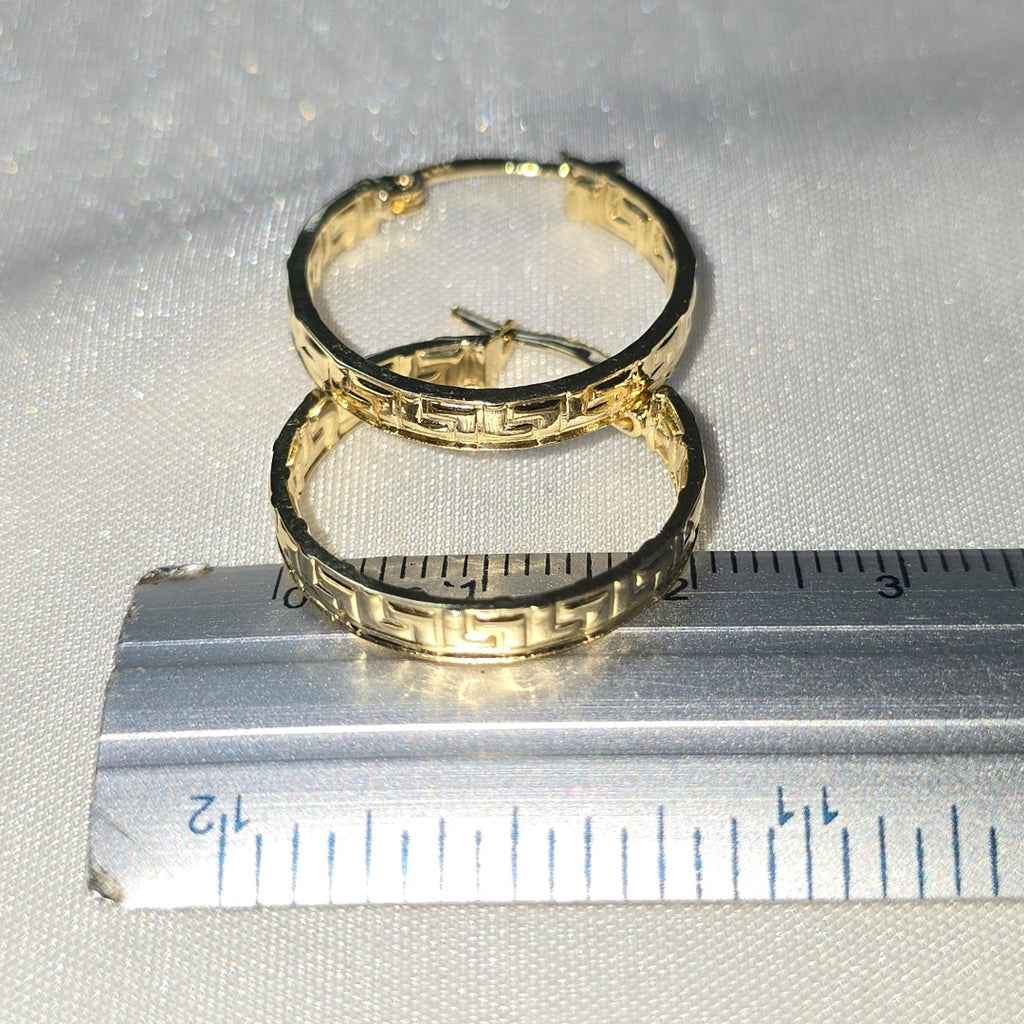 ARETES ARRACADA CON GRECAS 14K 2 GR (NUEVO)