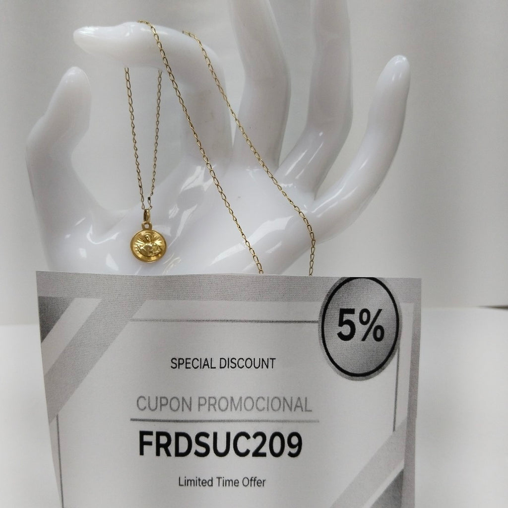 CADENA,MEDALLA RELIGIOSA ORO 10 K 1,60 GRMS (SEMINUEVO)