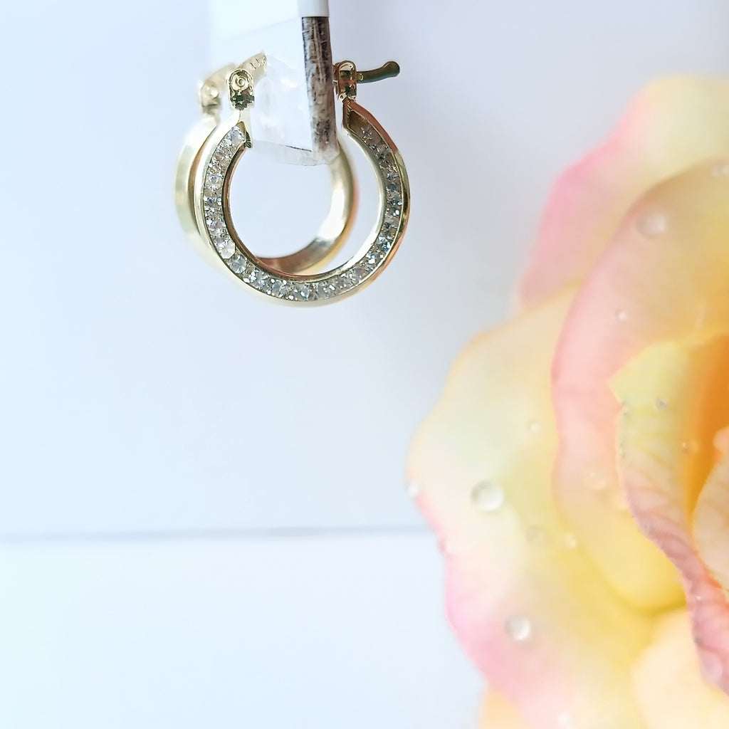 ARETES ARRACADAS CON CIRCONIAS 14K 2.3 GR (NUEVO)