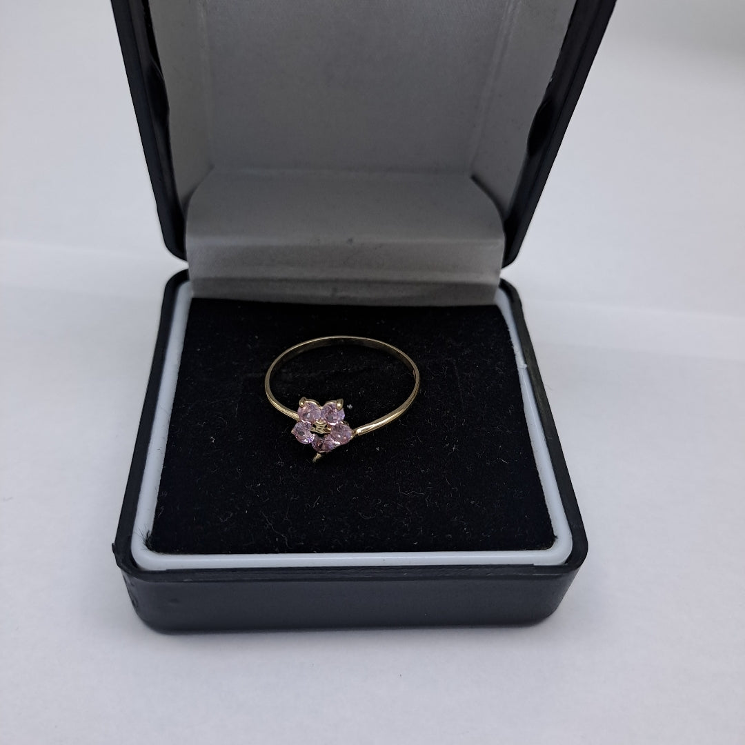 ANILLOS FLOR CON PIEDRA DE COLOR 14K TALLA 9 1 GR (NUEVO)