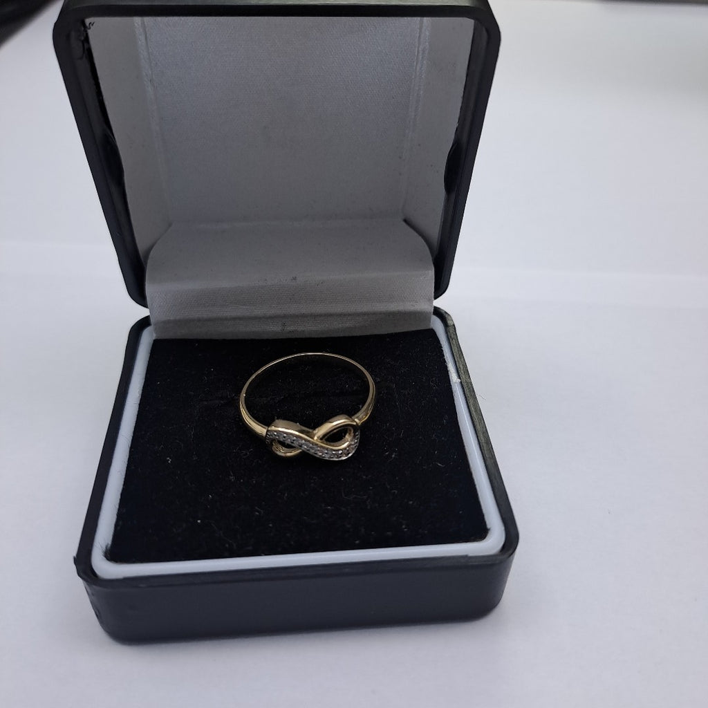 ANILLO ANILLITO FIG INFINITO C CIRCONIAS 14K 8 TALLA 1.8 GR (NUEVO)