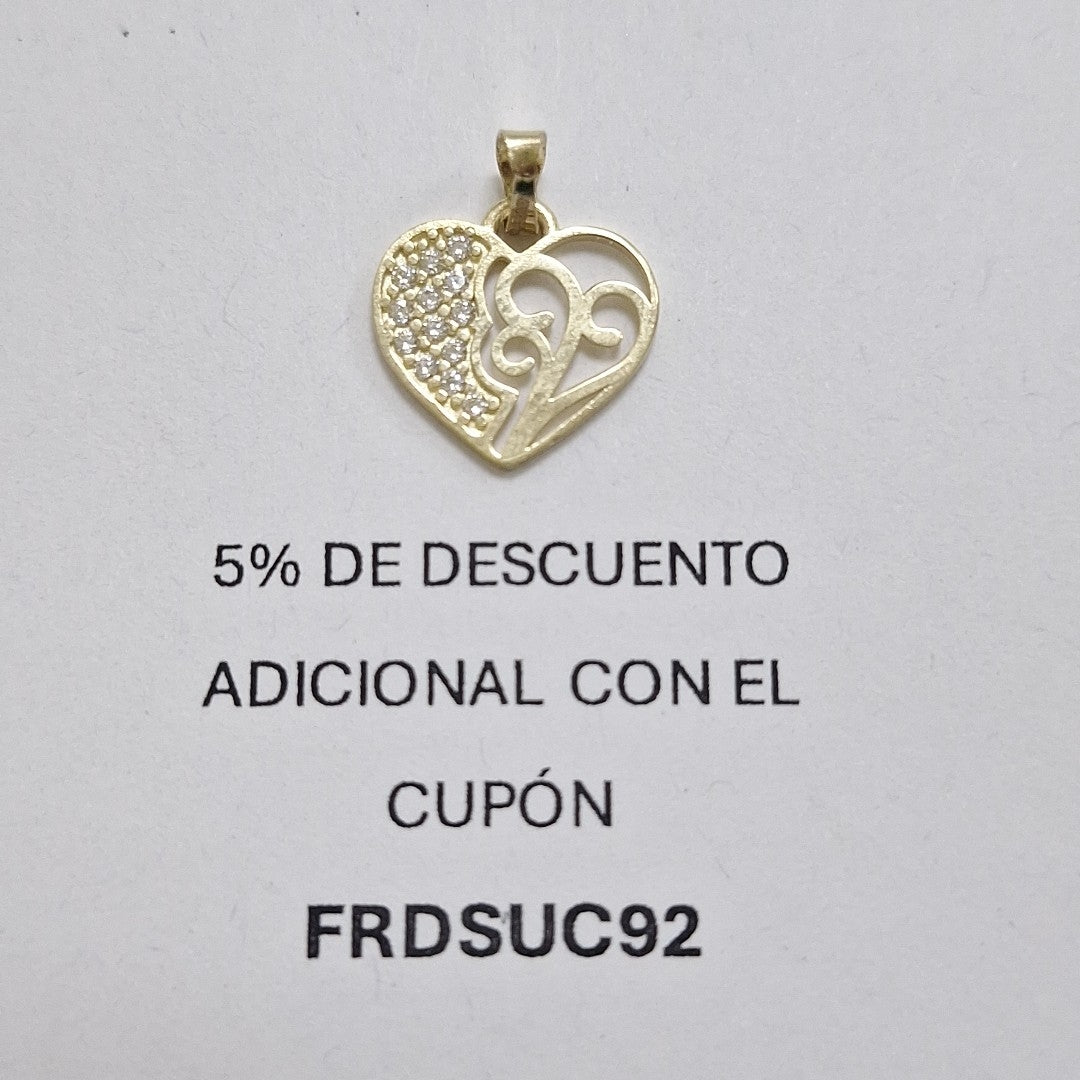 DIJE TEJIDO CORAZON CON CIRCONIAS Y ARBOL DE LA VIDA 14K 0.8 GR (NUEVO)