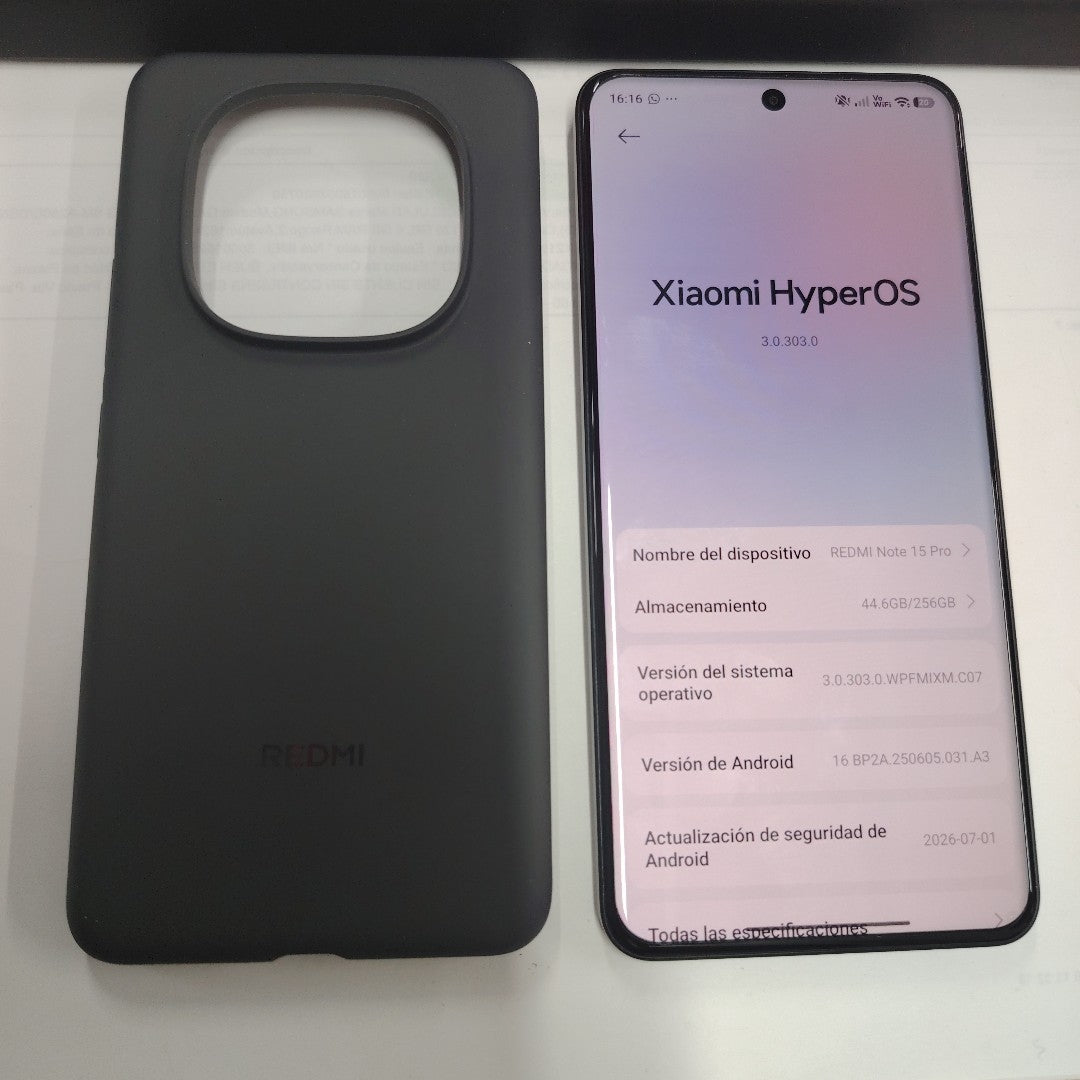 CELULAR XIAOMI REDMI NOTE 15 PRO 25100RA69G (2025) 256 GB 8 GB RAM (SEMINUEVO)