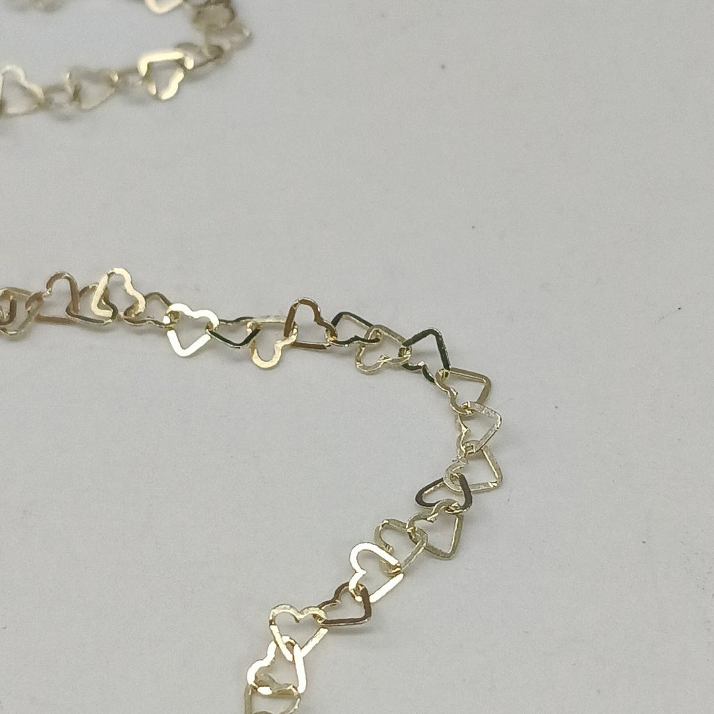CADENAS TEJIDO CORAZONES ORO 10K 55 CM 1.6 GR (NUEVO)