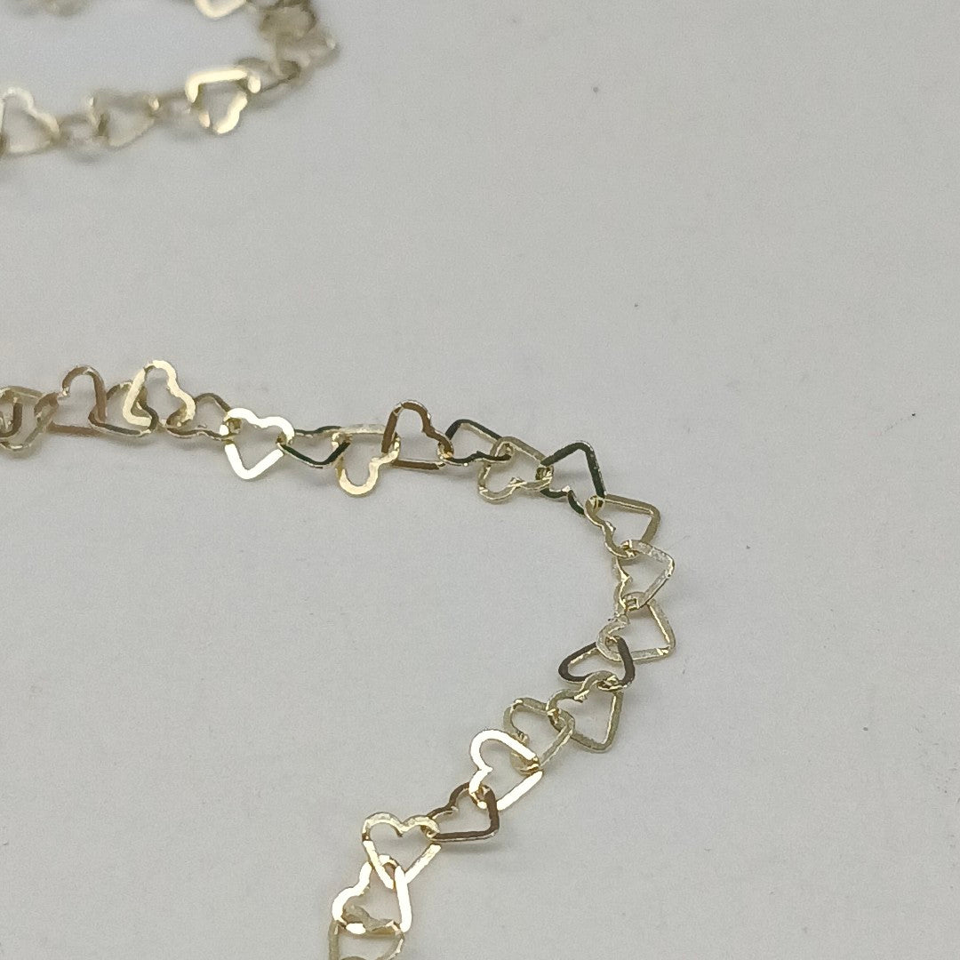 CADENAS TEJIDO CORAZONES ORO 10K 55 CM 1.6 GR (NUEVO)