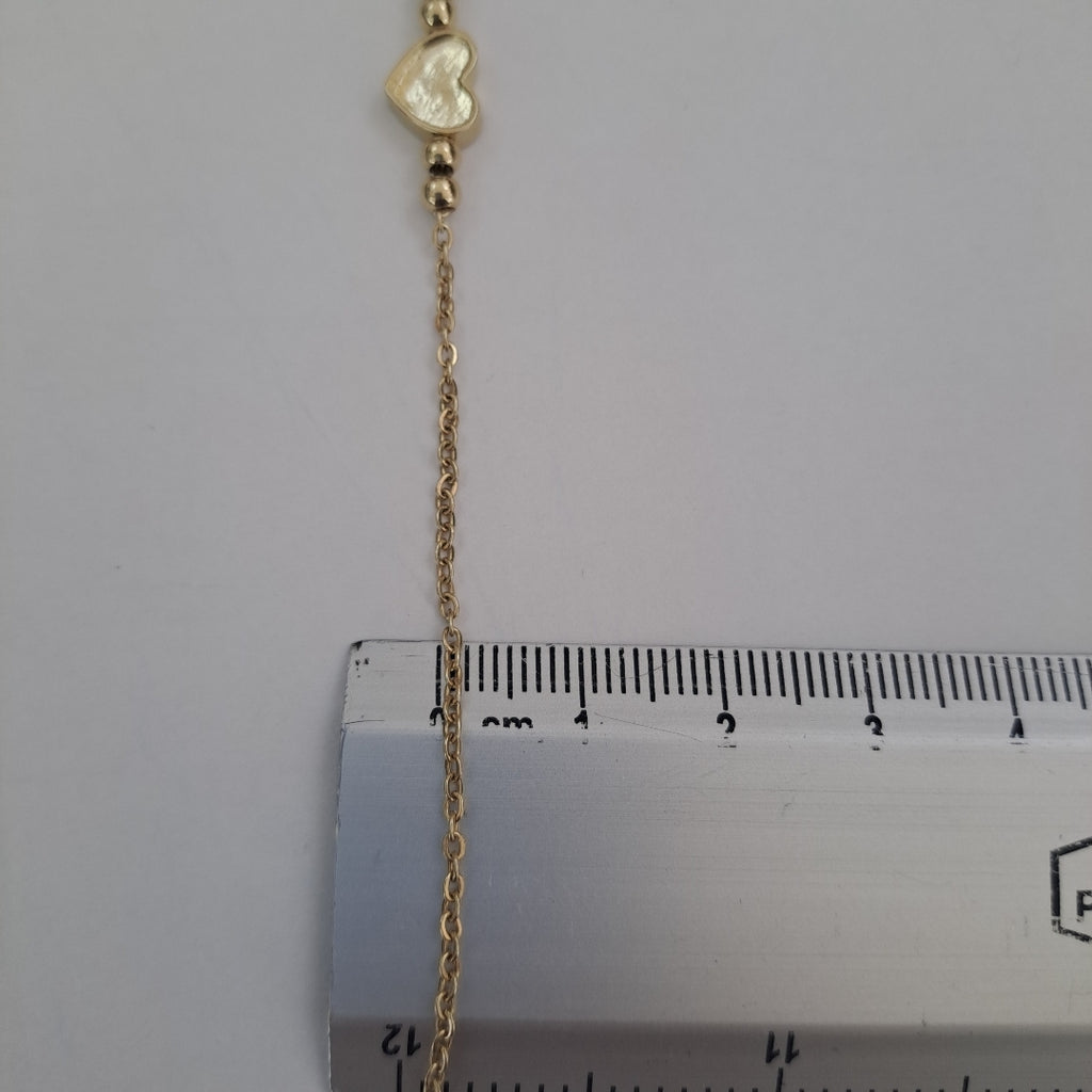 PULSERA TEJIDO ESPECIAL C CORAZON ROJO 14K 18 CM 2.2 GR (NUEVO)