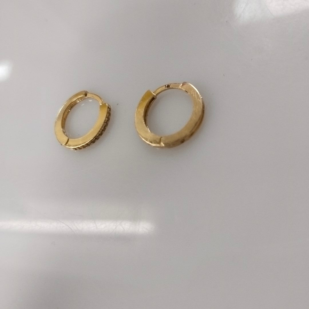 ARETES ARRACADAS CON CIRCONIAS 14K 1.2 GR (NUEVO)