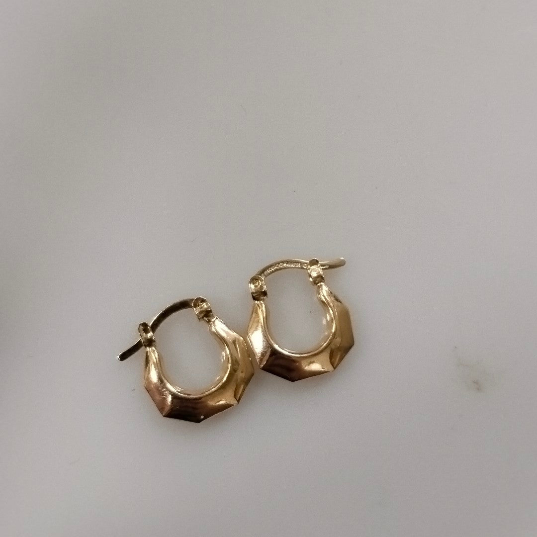 ARETES TEJIDO ARRACADA FACETADA 14K 1.3 GR (NUEVO)