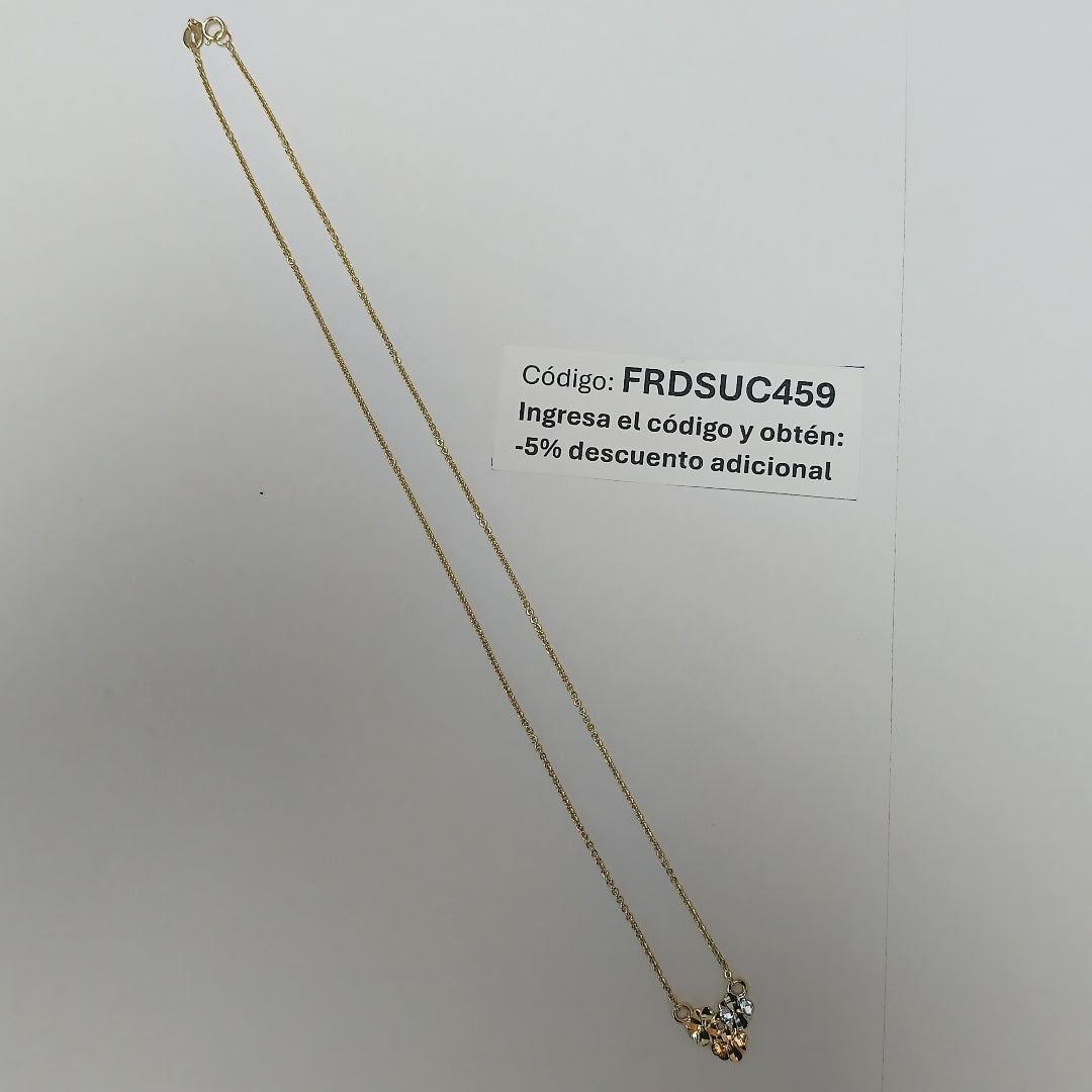 CADENA TEJIDO GARGANTILLA ESPECIAL C FLORES 14K 45 CM 3 GR (NUEVO)