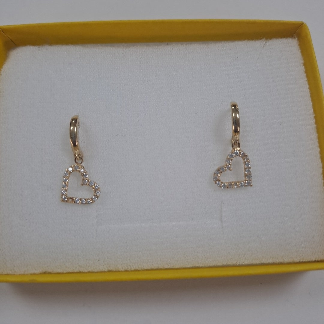 ARETES FIG CORAZON C CIRCONIAS 10K 1.8 GR (NUEVO)