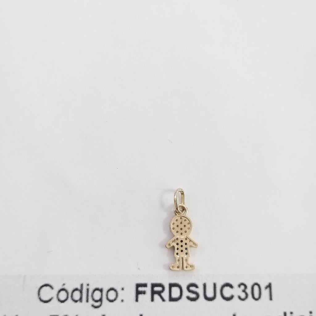 DIJE NIÑO CON CIRCONIAS Y PIEDRAS DE COLOR 10K 0.9 GR (NUEVO)