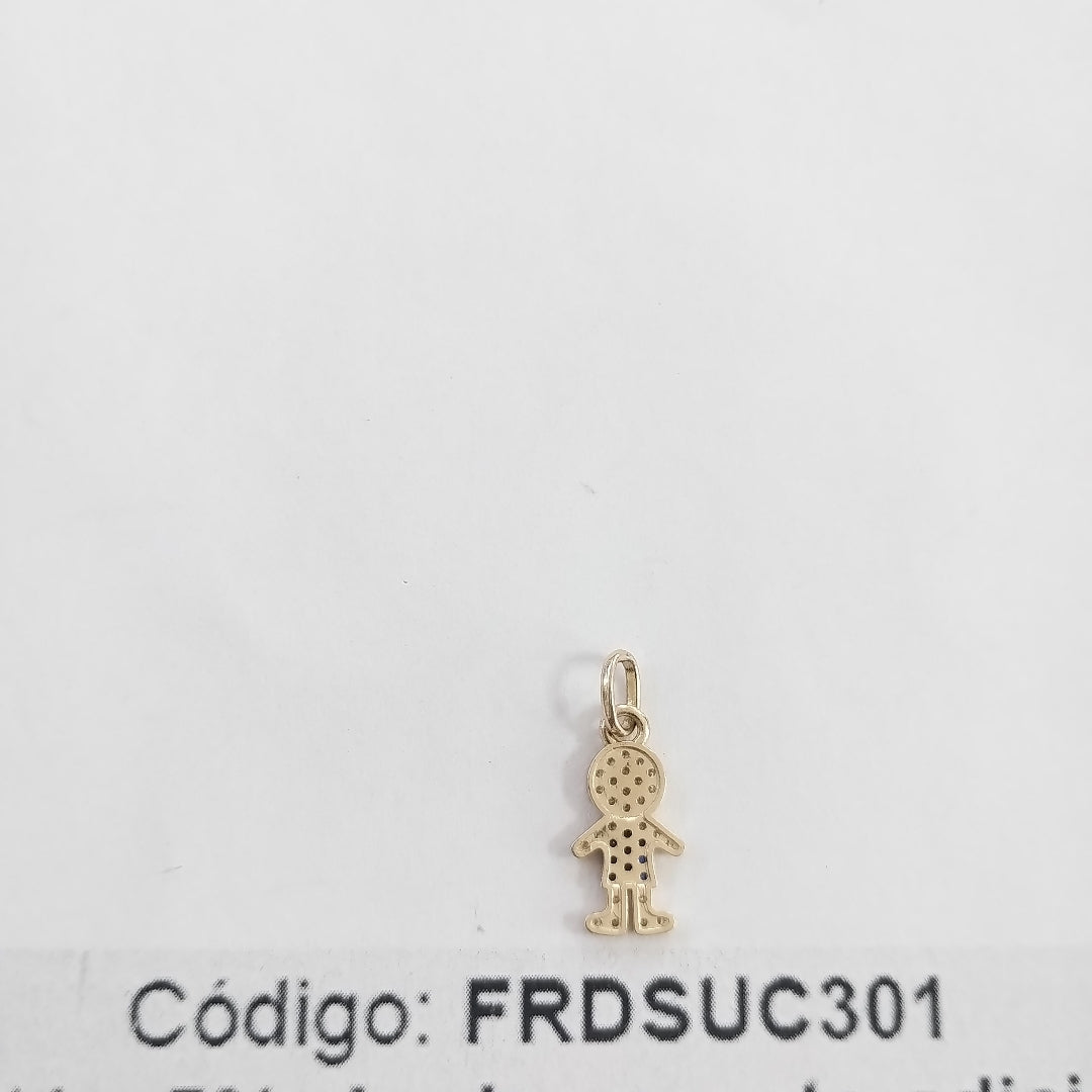 DIJE NIÑO CON CIRCONIAS Y PIEDRAS DE COLOR 10K 0.9 GR (NUEVO)