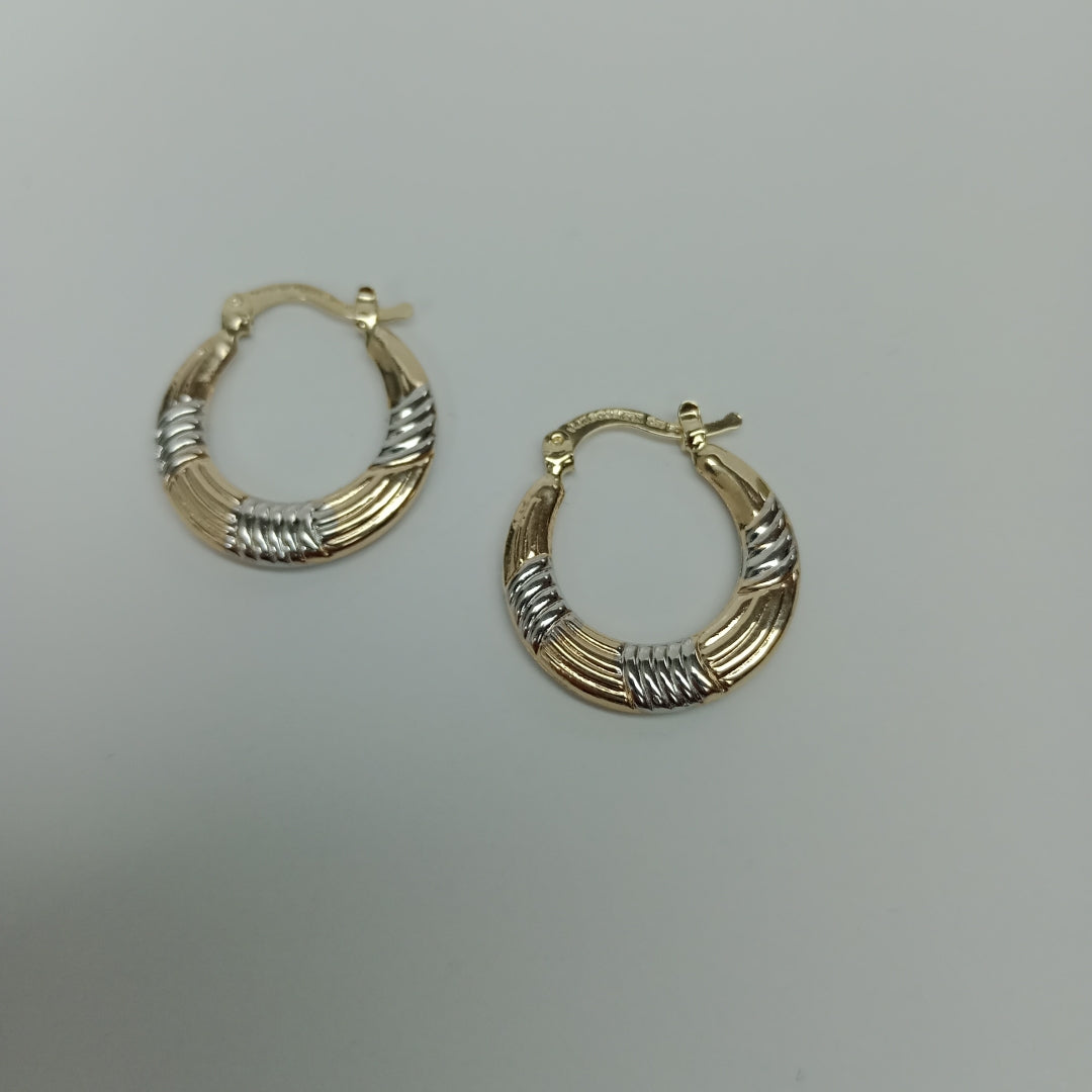 ARETES TEJIDO ARRACADAS COMBINADAS HUECAS 14K 2 GR (NUEVO)