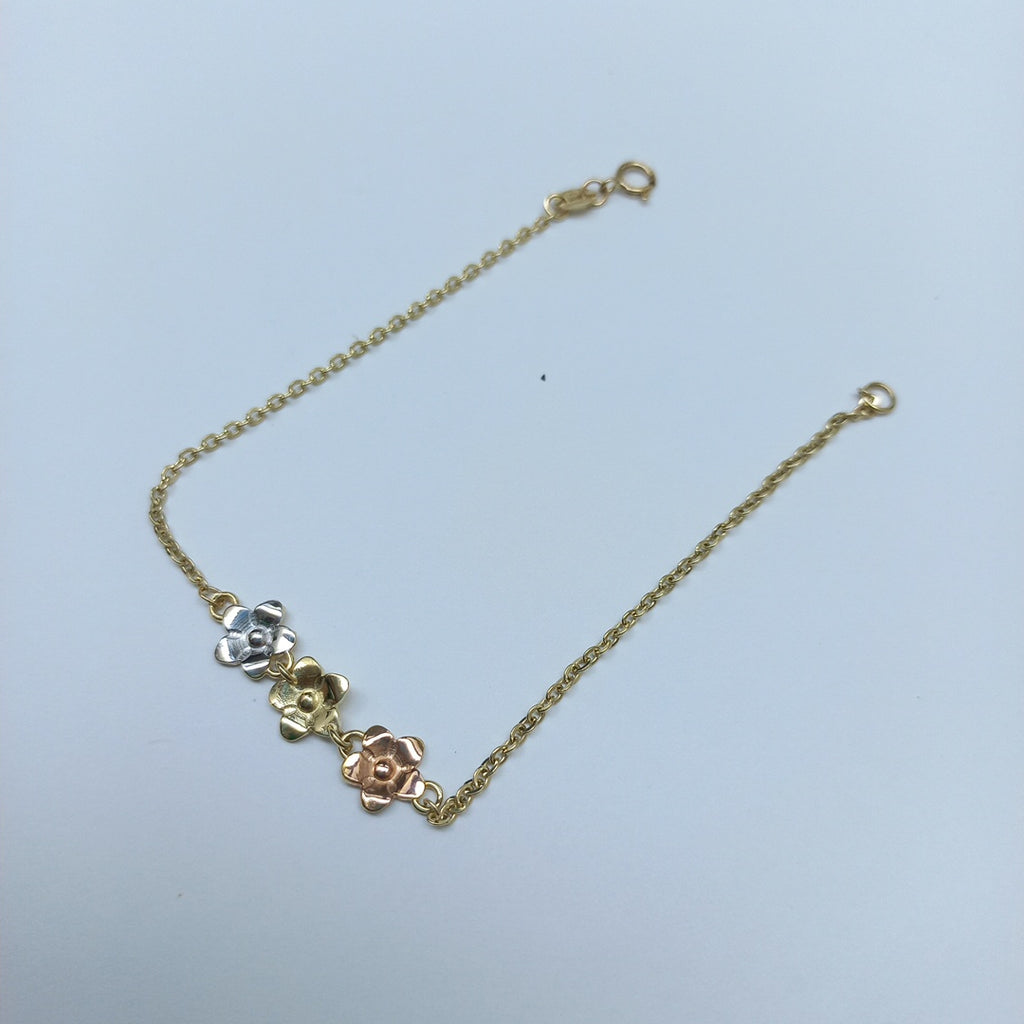 PULSERA TEJIDO ESPECIAL FIG FLORES 14K 18 CM 2 GR (NUEVO)