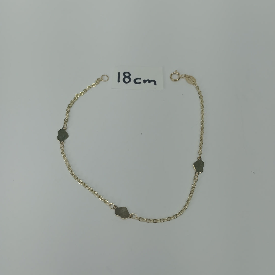 PULSERA TEJIDO ESPECIAL FIG CORAZONES 14K 18 CM 1.3 GR (NUEVO)