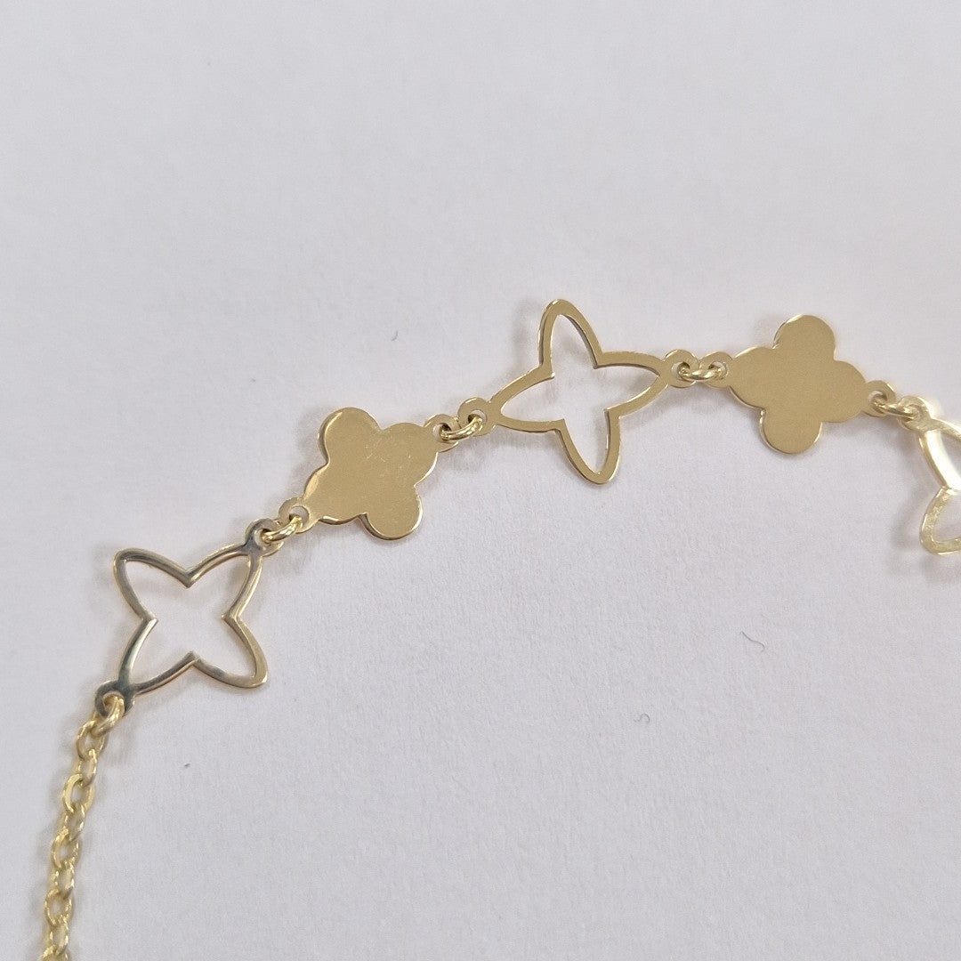 PULSERA TEJIDO ESP CON TREBOL 14K 18 CM 1.6 GR (NUEVO)