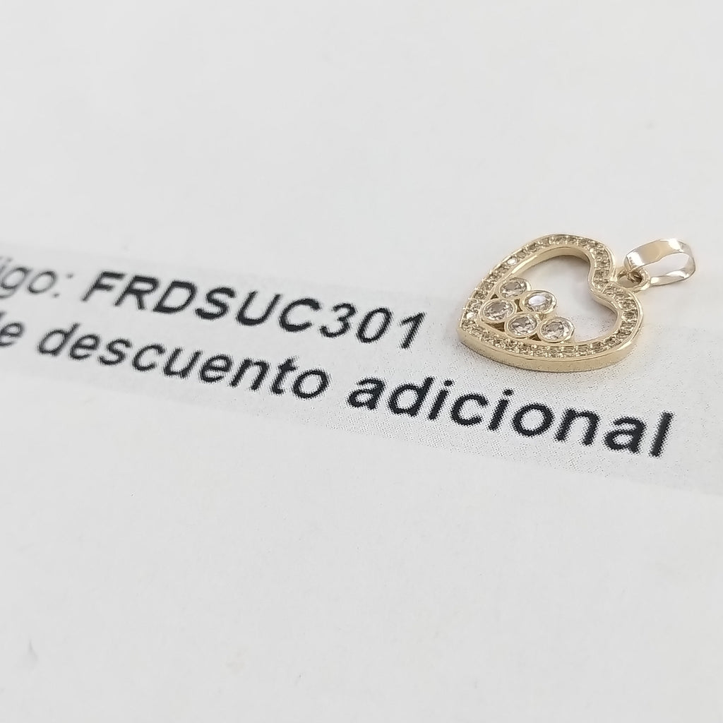 DIJE CORAZON CON CIRCONIAS 14K 1.6 GR (NUEVO)