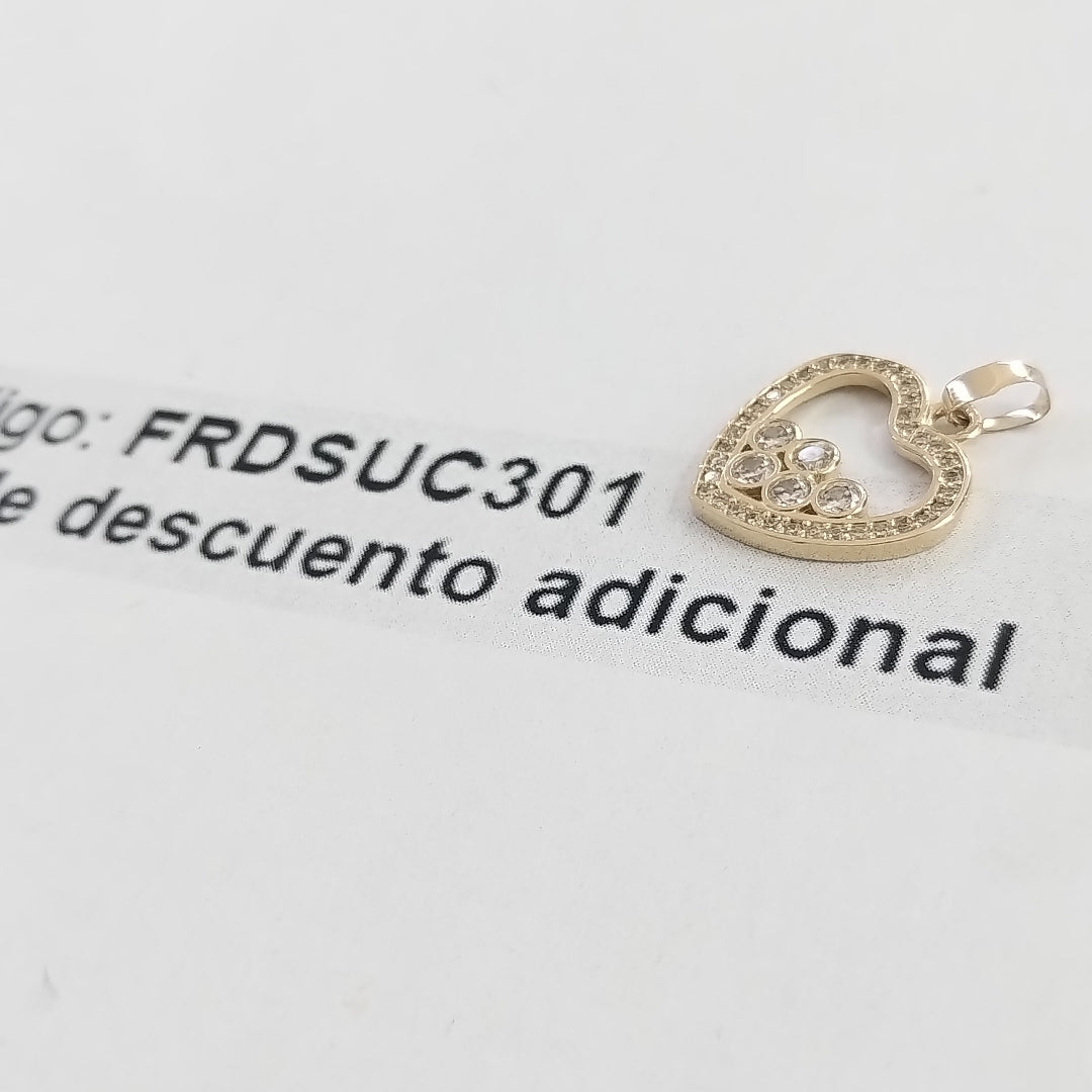 DIJE CORAZON CON CIRCONIAS 14K 1.6 GR (NUEVO)