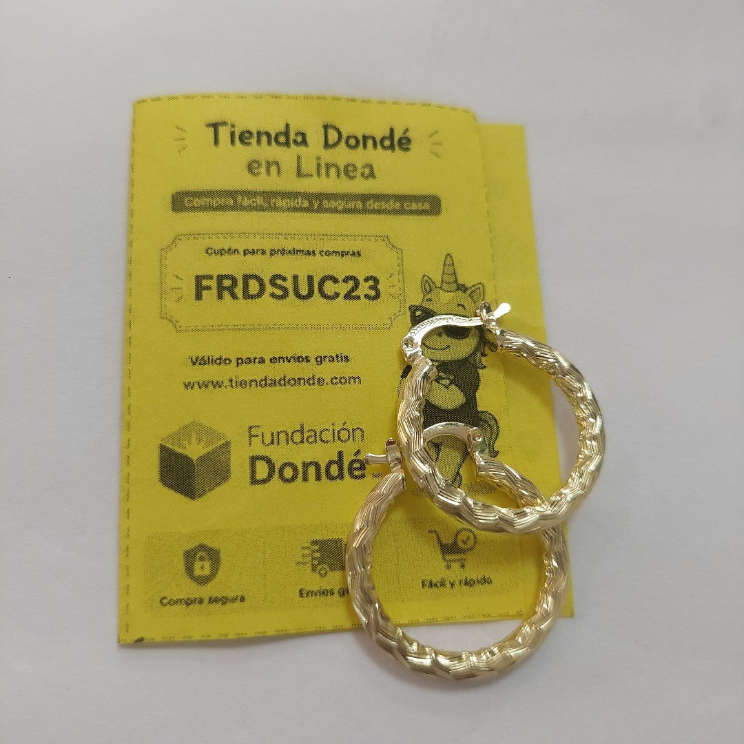 ARETES TEJIDO ARRACADA LABRADA 14K 2.6 GR (NUEVO)