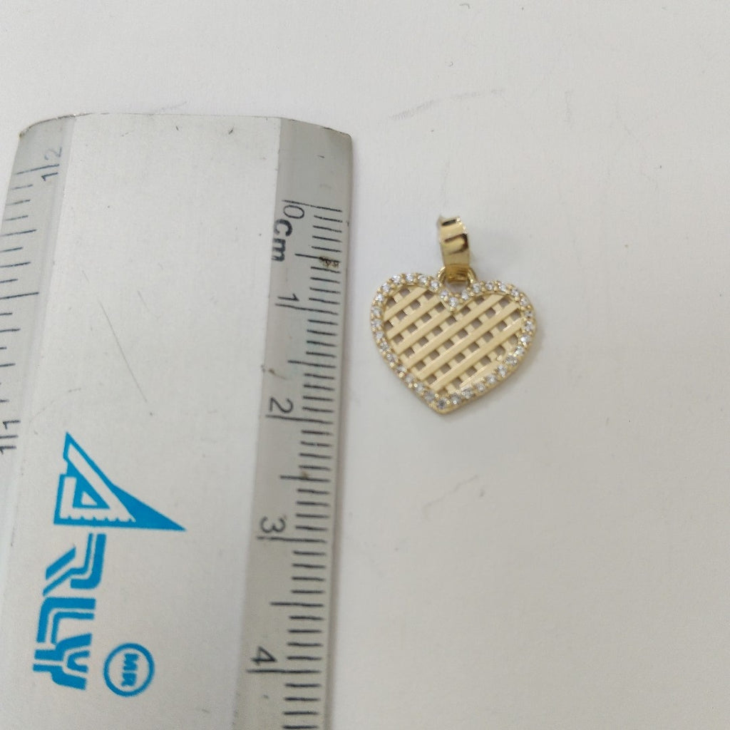 DIJE TEJIDO CORAZON CON CERCO DE CIRCONIAS 14K 1.1 GR (NUEVO)