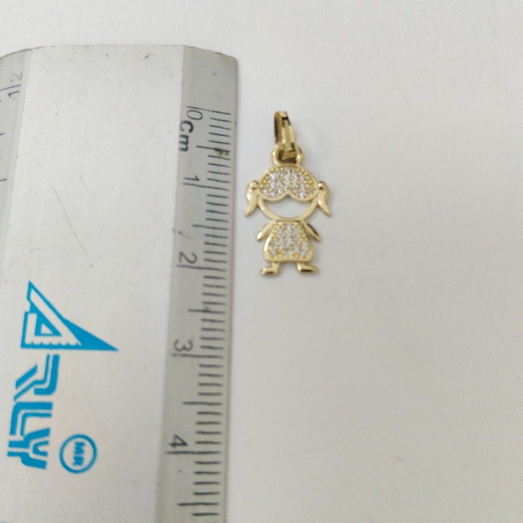 DIJE TEJIDO NIÑA CON CIRCONIAS 14K 0.9 GR (NUEVO)