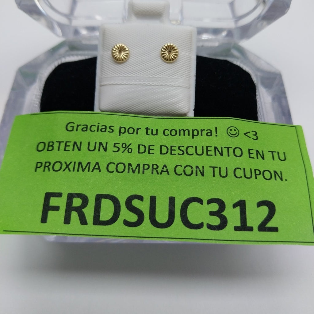 BROQUELES BROQUEL FIG BOTON RAYADO 14K 0.1577 GR (NUEVO)