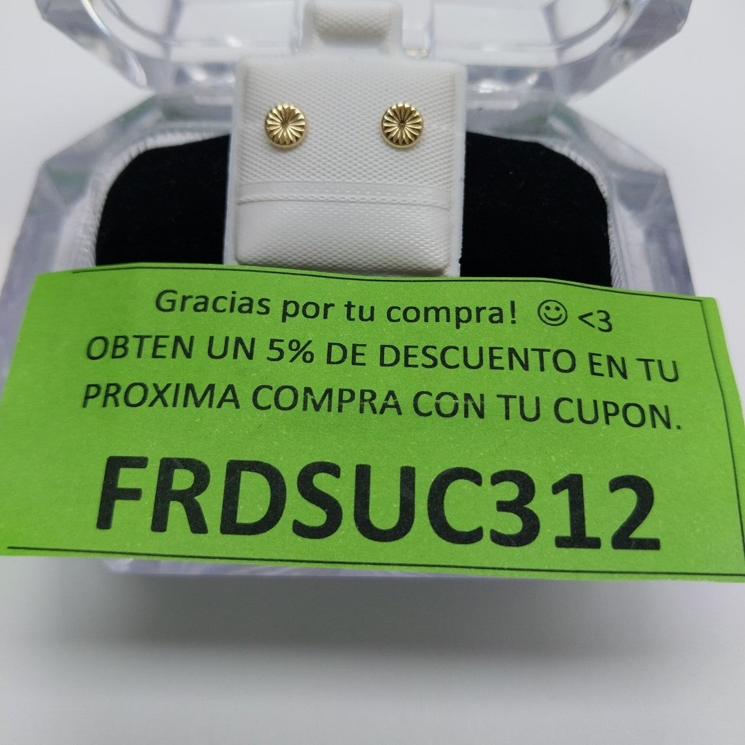 BROQUELES BROQUEL FIG BOTON RAYADO 14K 0.1577 GR (NUEVO)