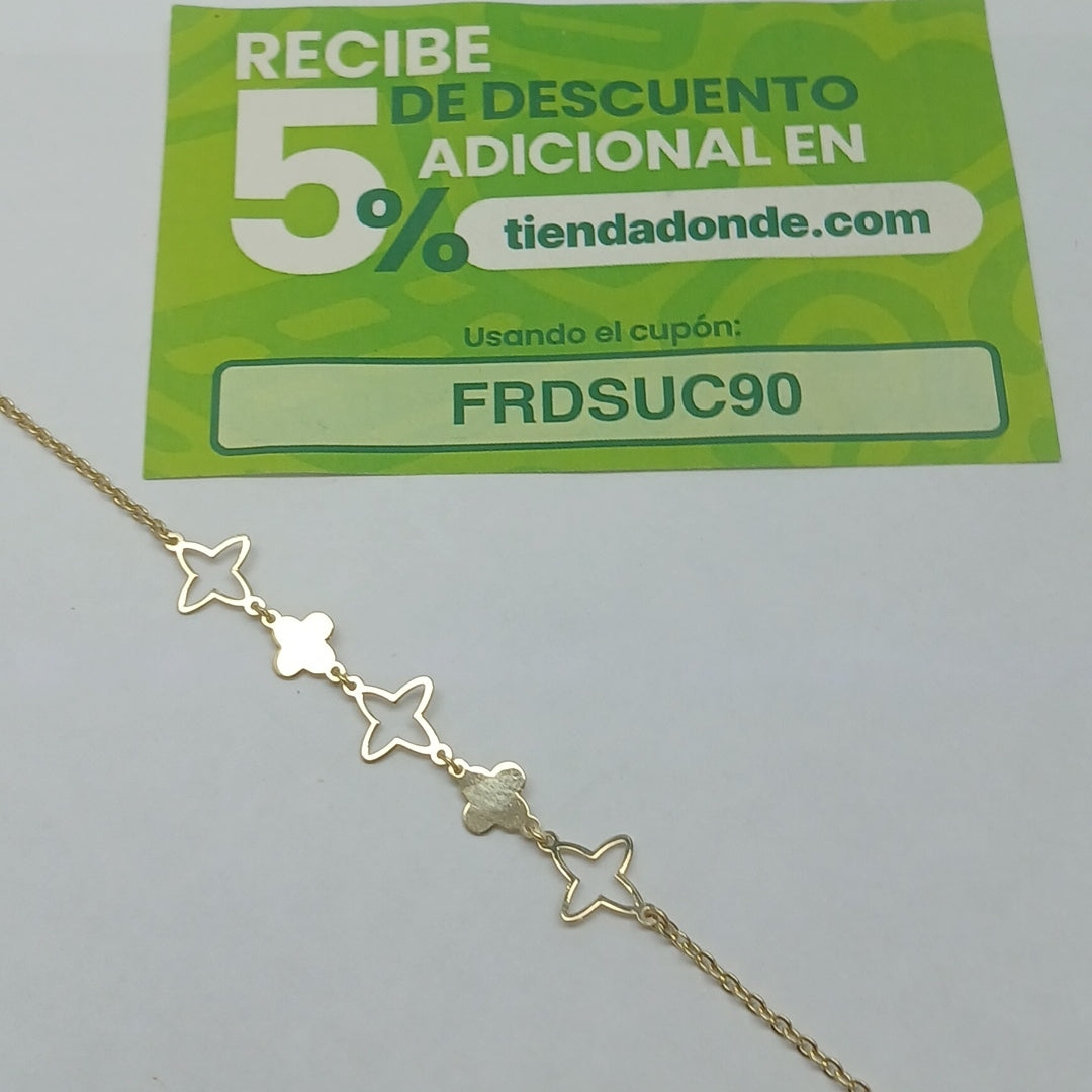 PULSERA TEJIDO ESP CON TREBOL 14K 18 CM 1.6 GR (NUEVO)