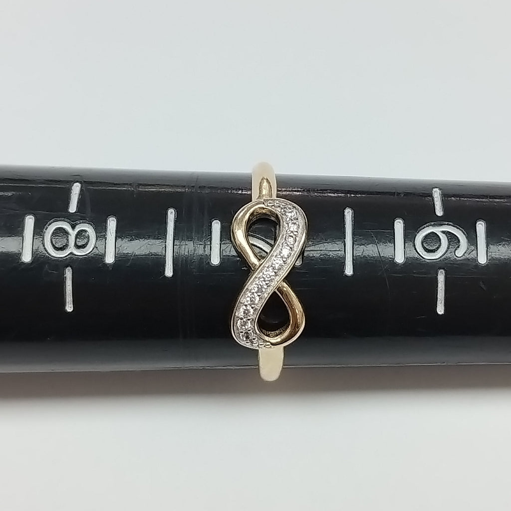 ANILLO ANILLITO FIG INFINITO C CIRCONIAS 14K 7 TALLA 1.4 GR (NUEVO)