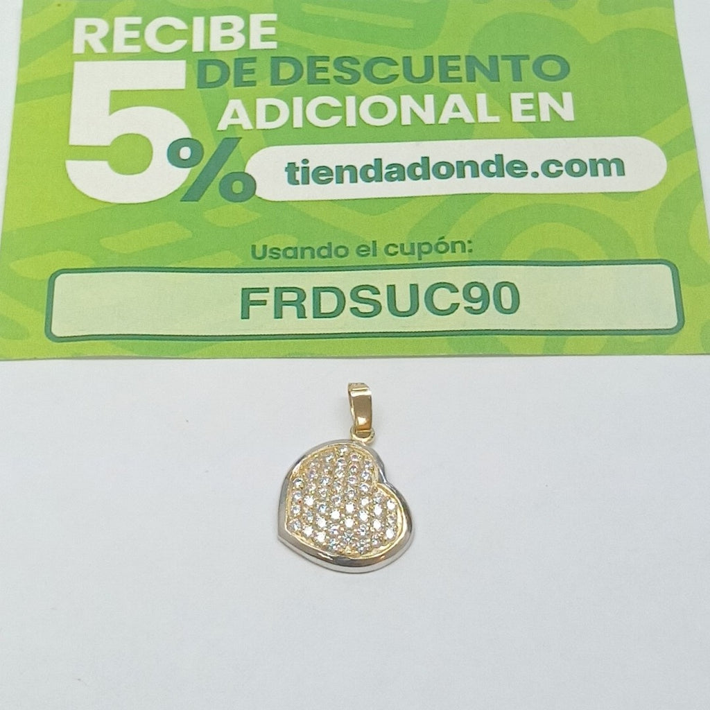 DIJE CORAZON CON CIRCONIAS 14K 1.7 GR (NUEVO)