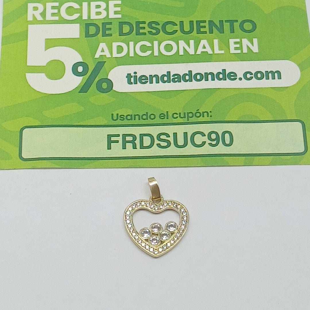 DIJE CORAZON CON CIRCONIAS 14K 1.7 GR (NUEVO)