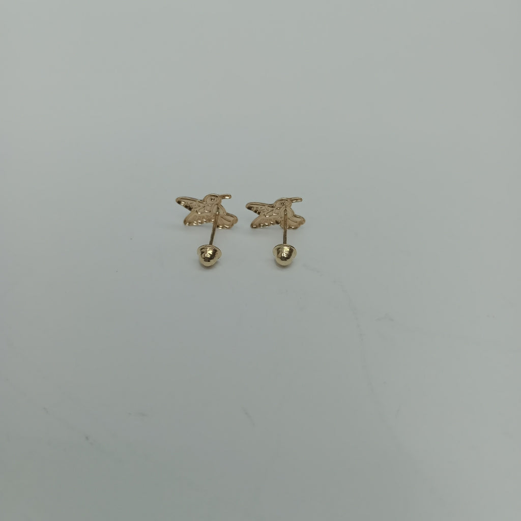 BROQUELES BROQUEL FIG COLIBRI ESMALTE ROSA 14K 0.2138 GR (NUEVO)