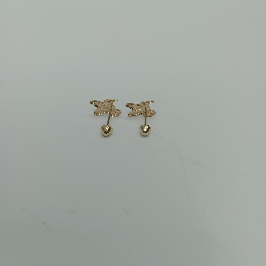 BROQUELES BROQUEL FIG COLIBRI ESMALTE ROSA 14K 0.2138 GR (NUEVO)