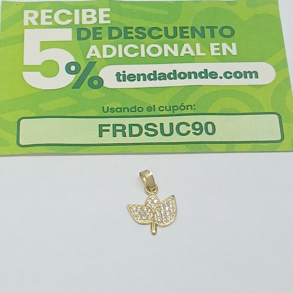 DIJE TEJIDO HOJAS CON CIRCONIAS 14K 0.9 GR (NUEVO)