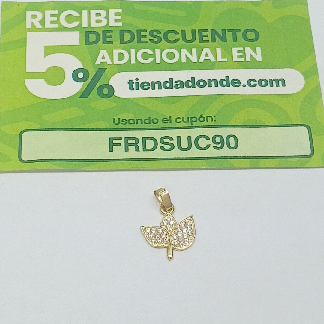DIJE TEJIDO HOJAS CON CIRCONIAS 14K 0.9 GR (NUEVO)