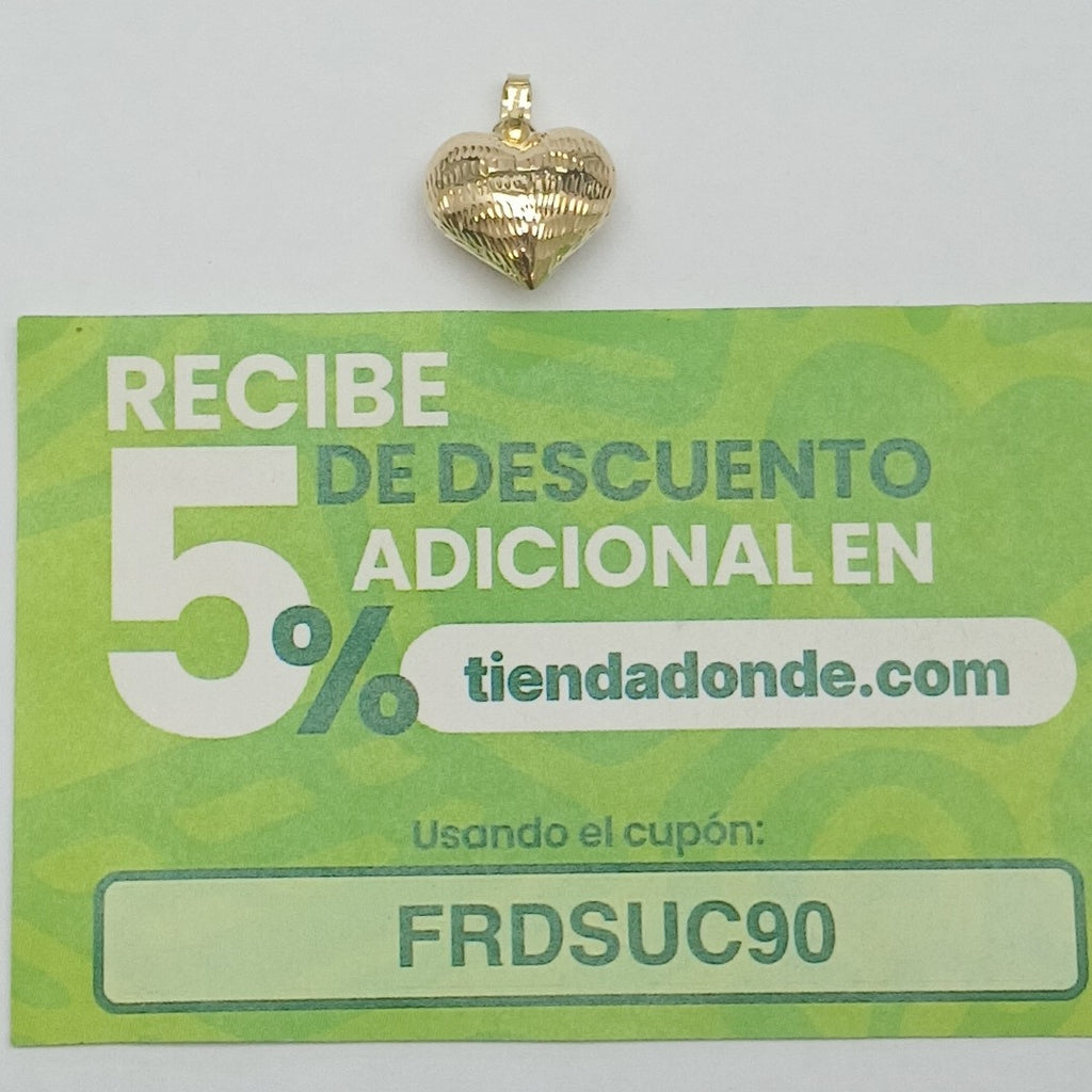 DIJE TEJIDO CORAZON LABRADO 14K 1.2 GR (NUEVO)