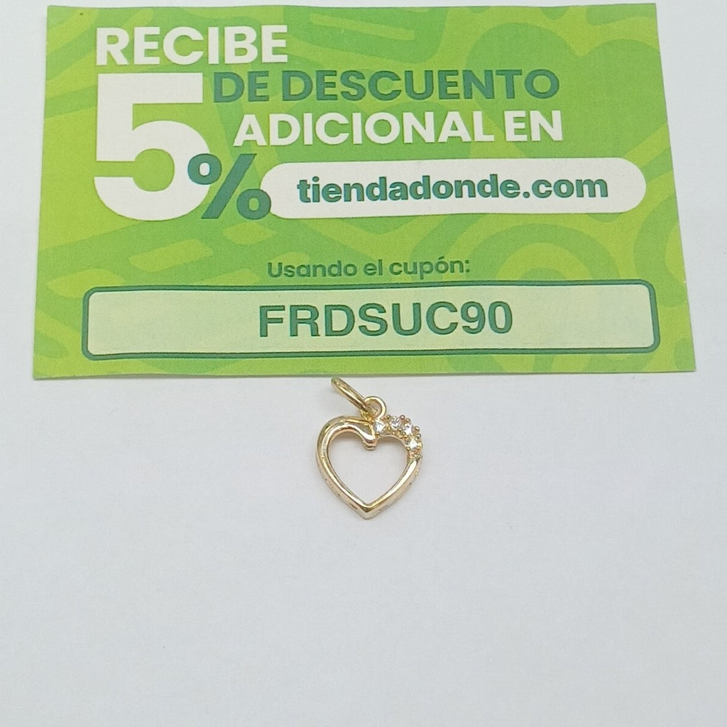 DIJE CORAZON CON CIRCONIAS 14K 1.3 GR (NUEVO)