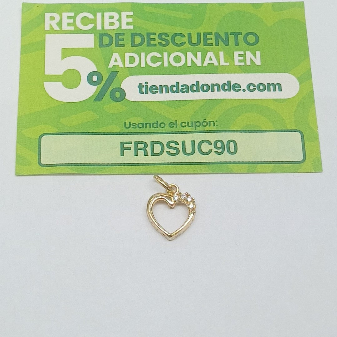 DIJE CORAZON CON CIRCONIAS 14K 1.3 GR (NUEVO)