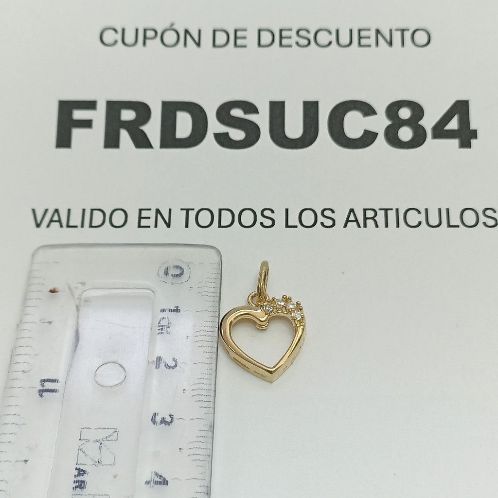 DIJE CORAZON CON CIRCONIAS 14K 1.4 GR (NUEVO)